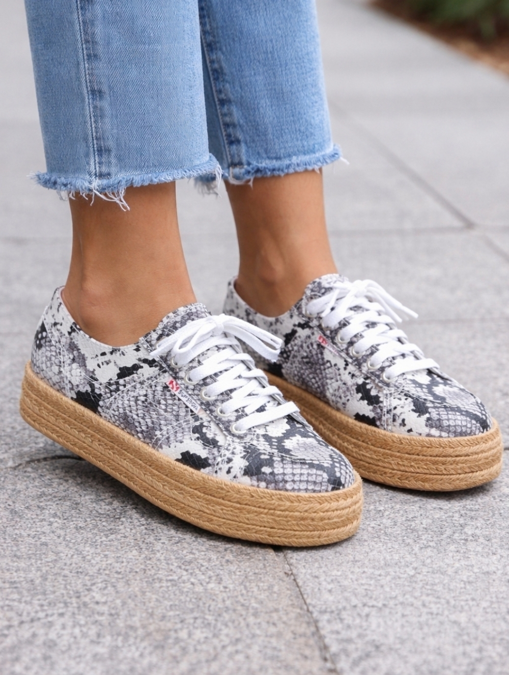 NEW Superga Snake Print Platform Espadrille Sneakers Womens 9